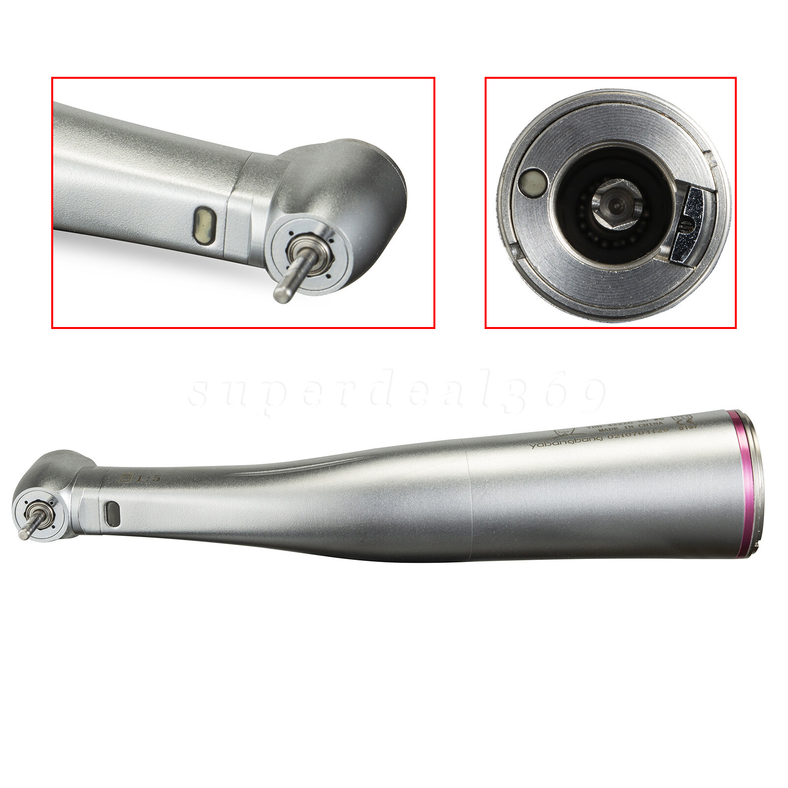 NSK Style LED Dental 1:5 Fiber Optic Contra Angle Fit Micro Motor