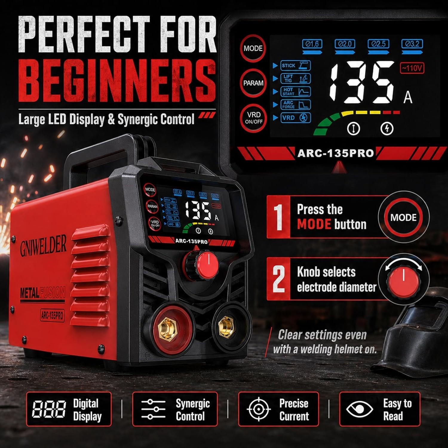 110V Portable Stick Welder ARC Inverter Welding Machine IGBT MMA Welder DIY