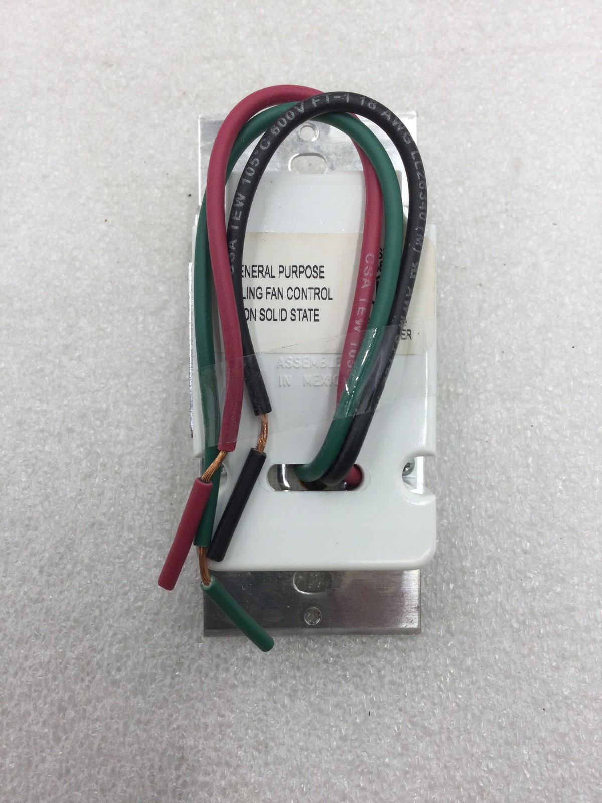 Leviton/Craftmade CM-3SSC/PW Single Gang Decora 3 Way/3 Speed Quite Fan Control