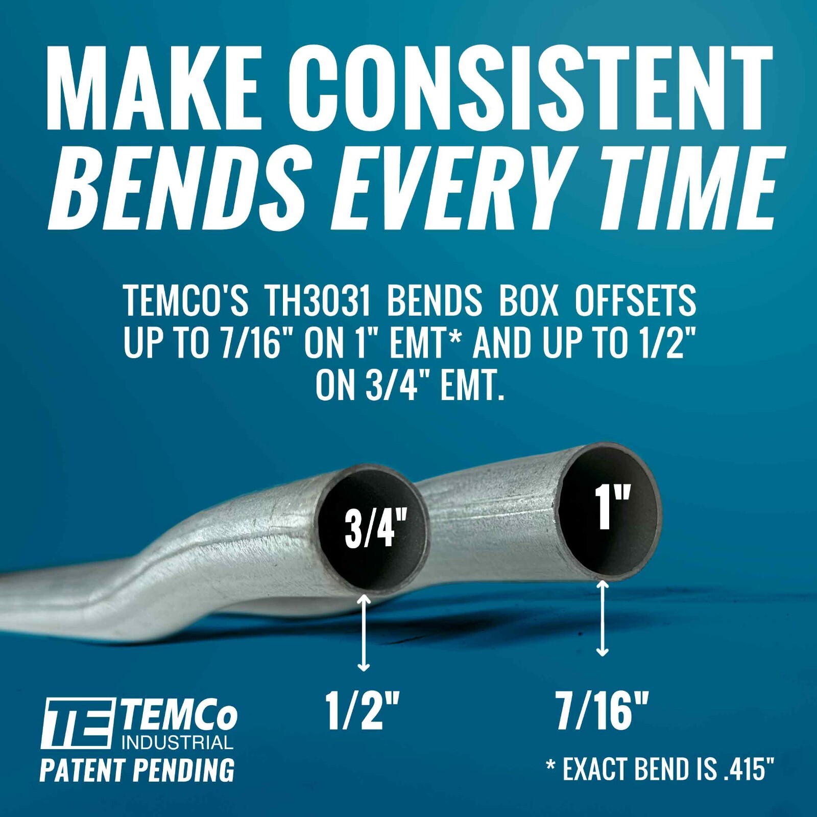 TEMCo Industrial TH3031 1″ & 3/4″ Conduit Offset Bender