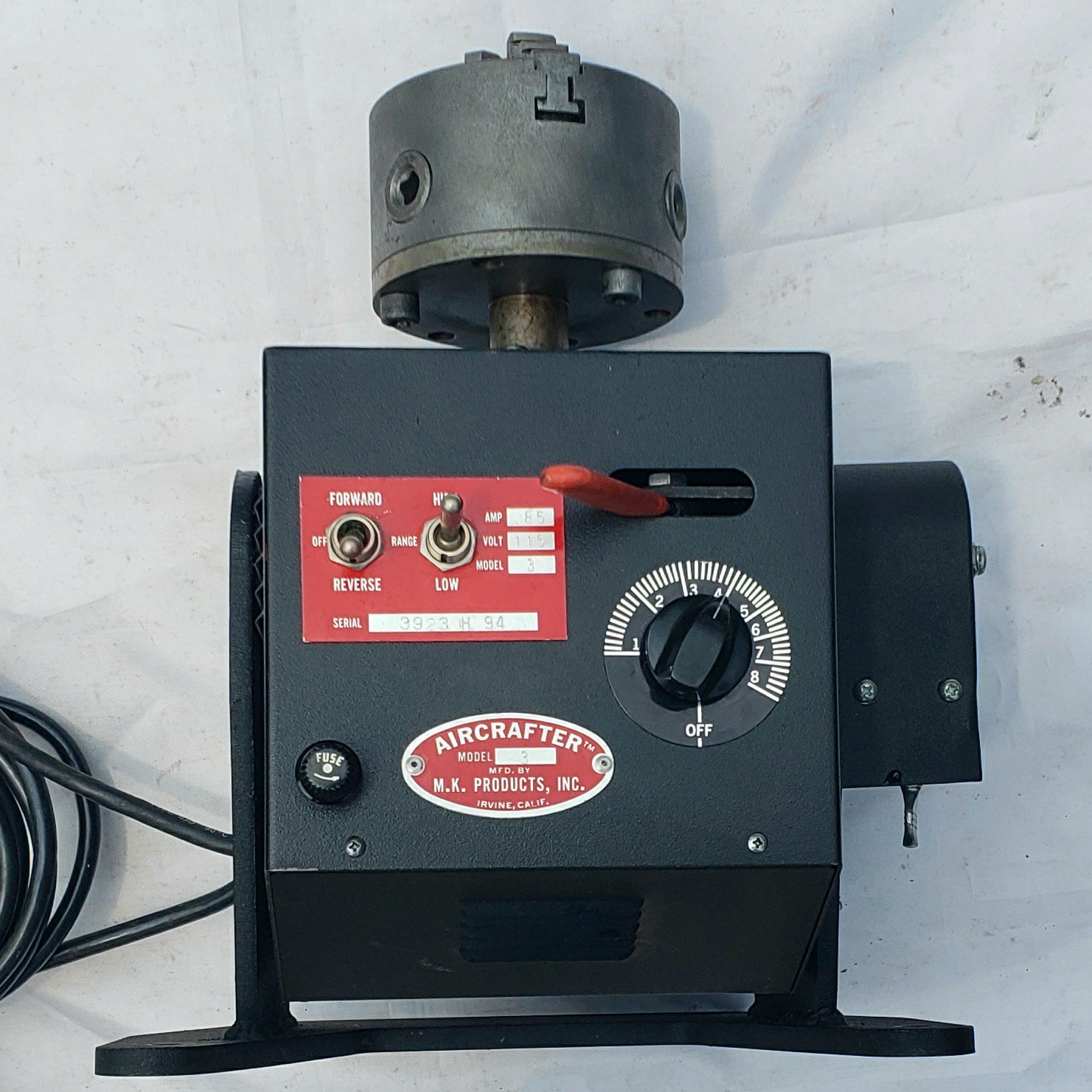MK Products Aircrafter Model 3 Welding Positioner, Chuck & Pedal