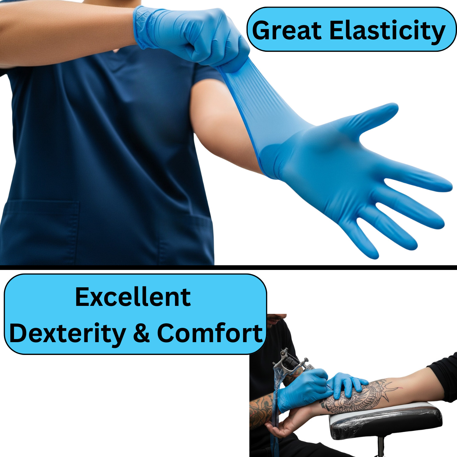 6 Mil 2XL Blue Nitrile Gloves, 1000 Pcs, Disposable, Latex Free, Medical Grade