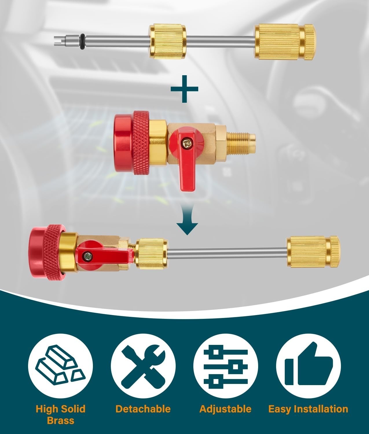 R134A Valve Core Remover Installer WADEO AC High Low Pressure Tool