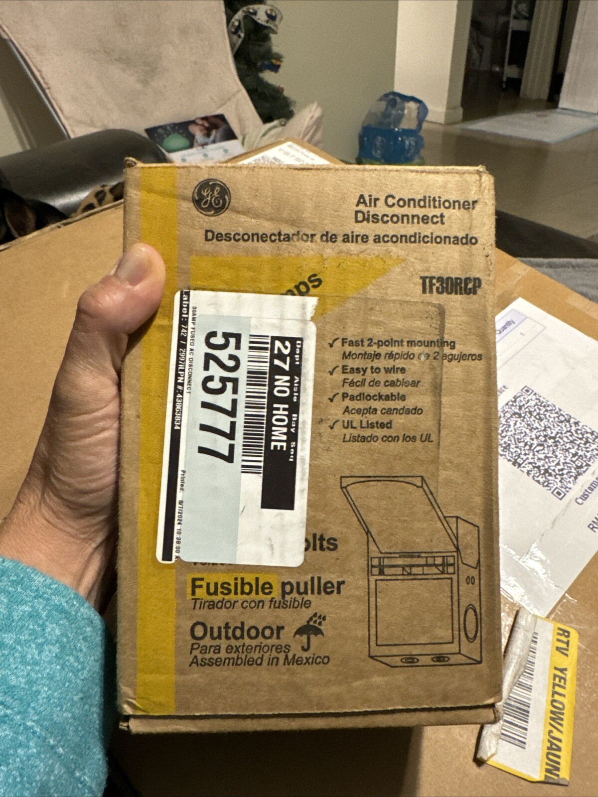 GE TF30RCP 240V 30A AC Disconnect Safety Switch – Gray