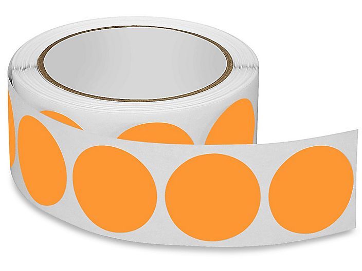 Circle Dot Inventory Stickers,1.5″Round, Fluorescent ORANGE 1000Labels on a Roll