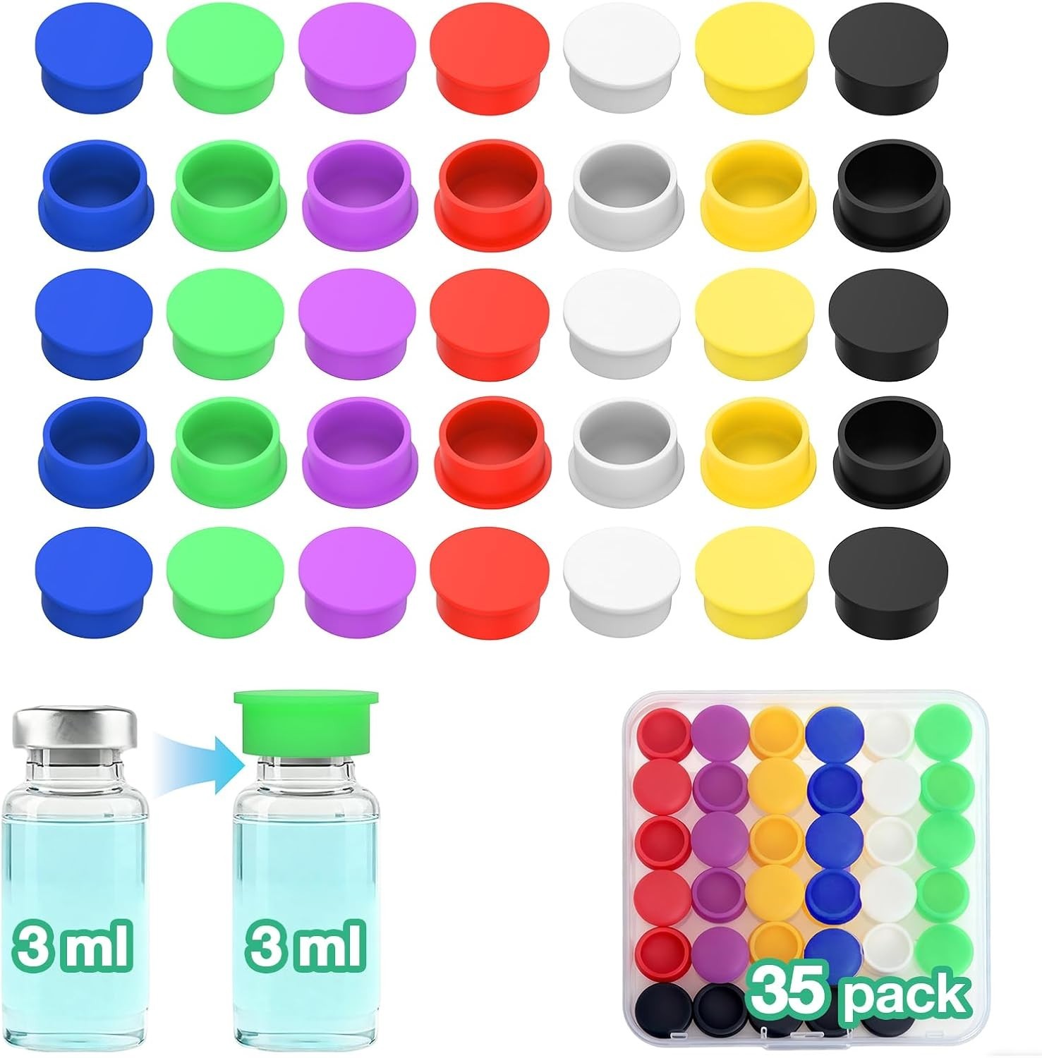 Silicone Protective Caps for 3Ml Vials, Peptide Vial Caps within Peptide Case –