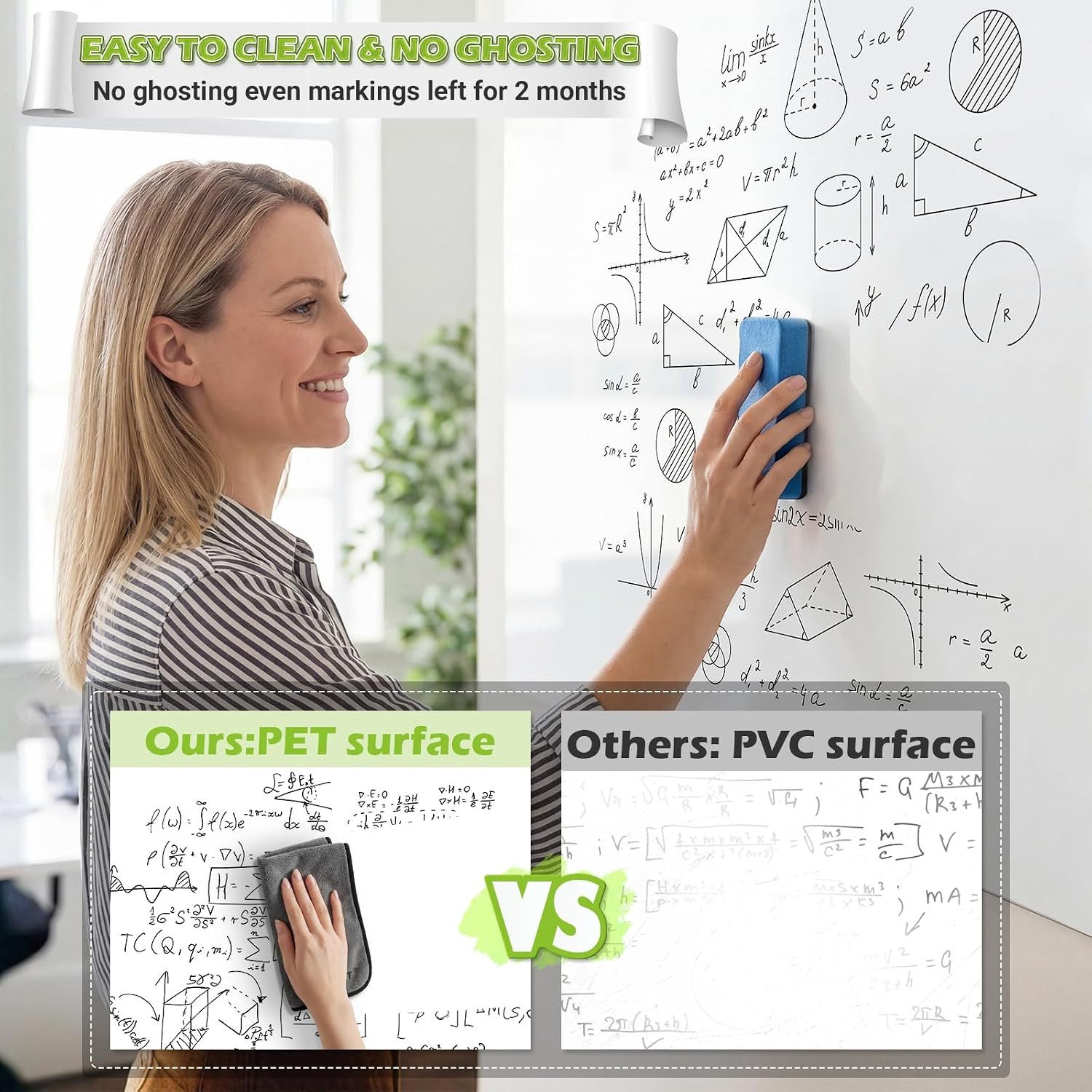 Whiteboard Sticker for Wall, 4X6Ft White Board Paper, Super Sticky Dry Erase Wal