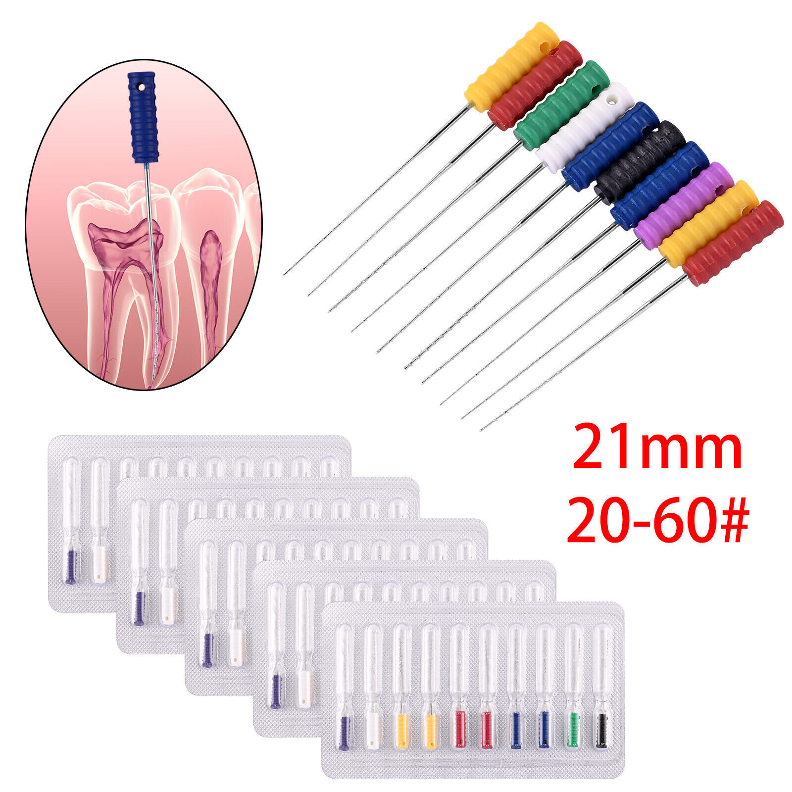 10Pc/Pack Dental Clinic High Quality Barbed Broaches Endodontic Steel Nerve 21mm