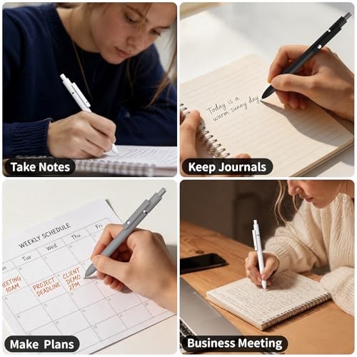 Gel Ink Pens 6-Pack, 0.5mm Fine Point, Quick-Dry Black Retractable Pens