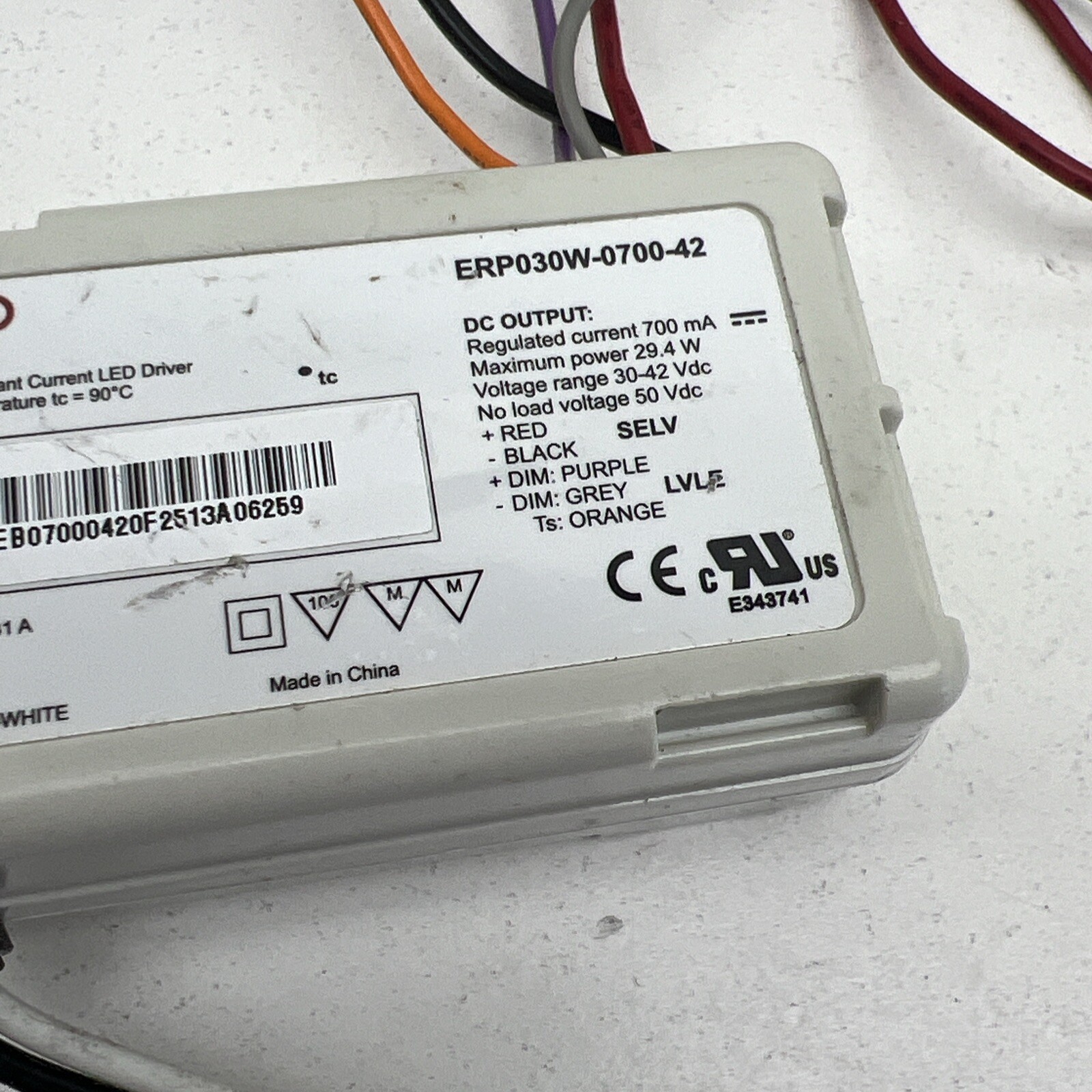 ERP ERP030W-0700-42 Dimmable Constant Current LED Driver 29.4W 30-42VDC 700mA