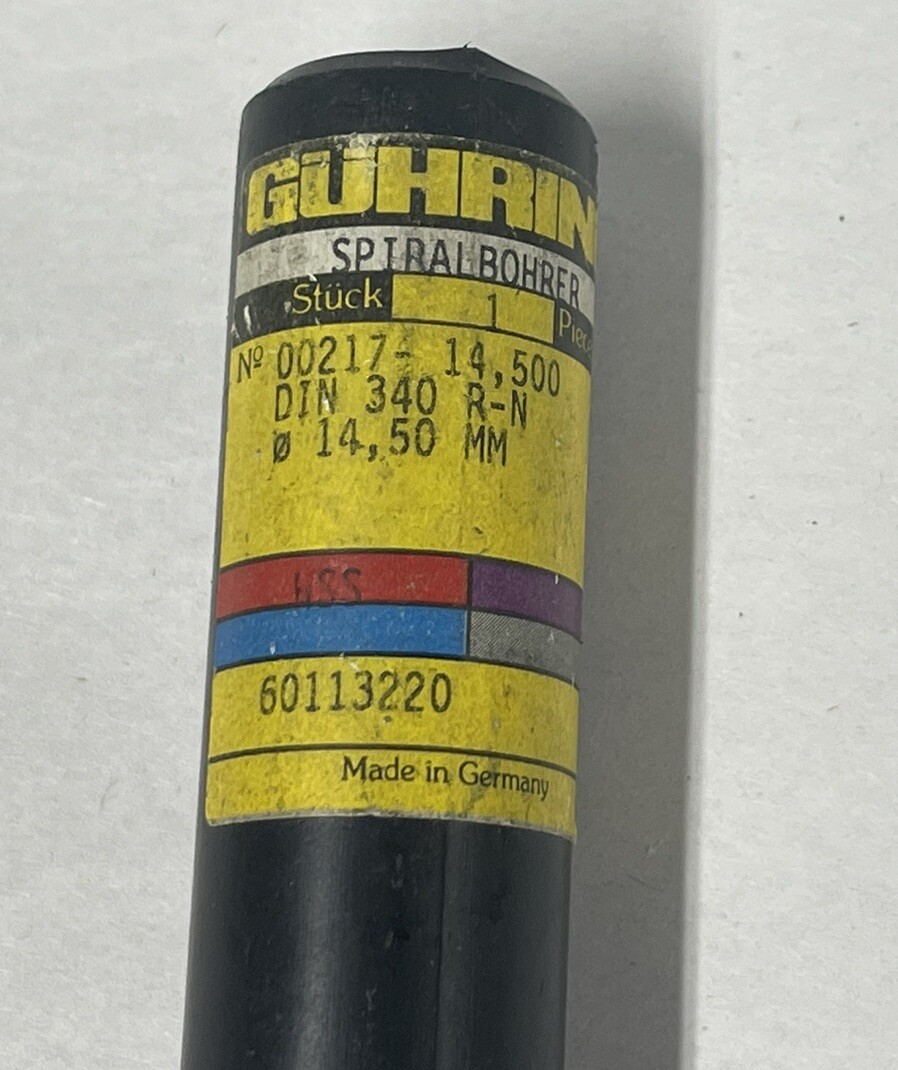 Guhring 14.50mm 2 Flute HSS Taper Length Drill 14.50mm Shank 217-14.5, 60113220