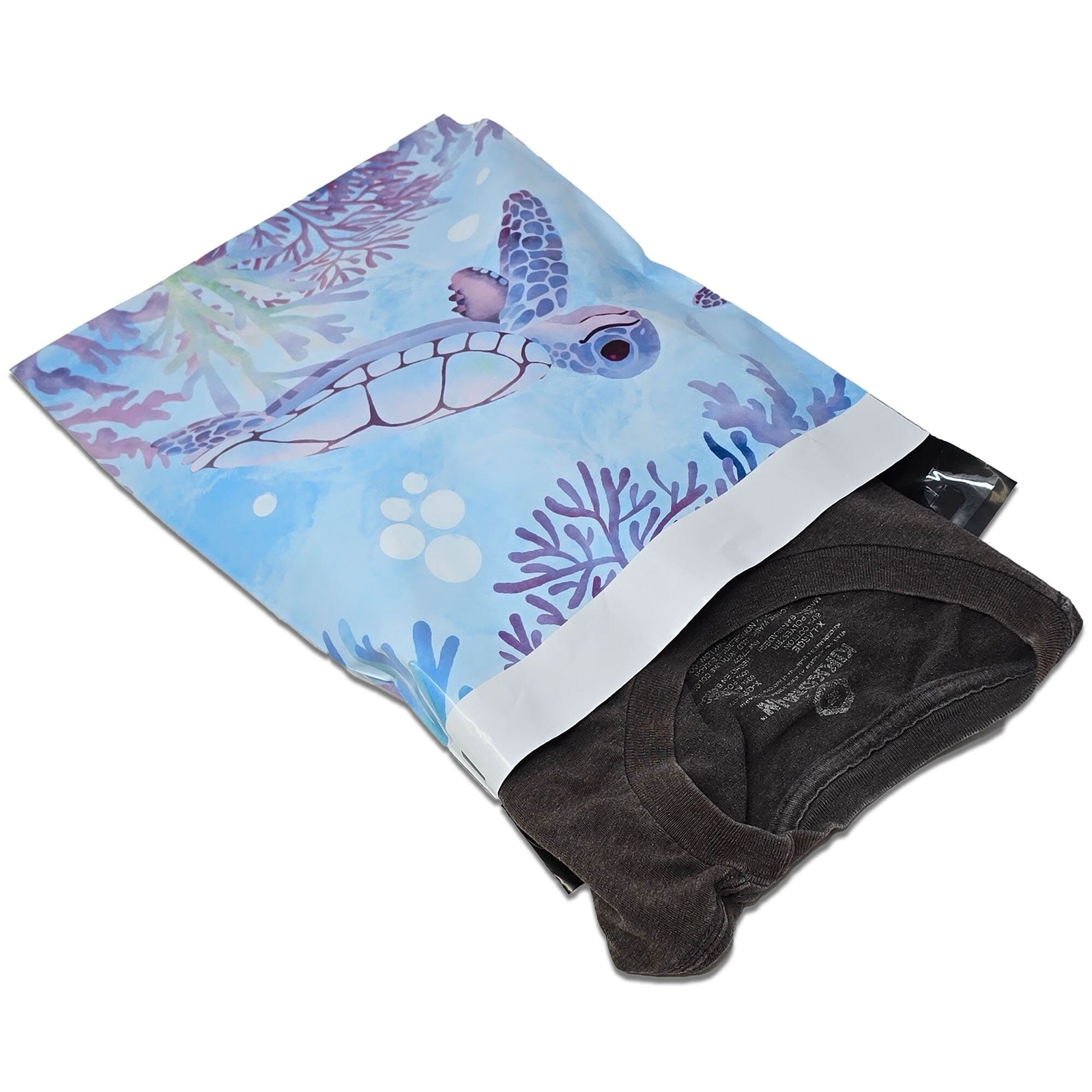 Adorable Sea Turtle 10×13 Poly Mailers Playing in Ocean Designer Cute, Durable,
