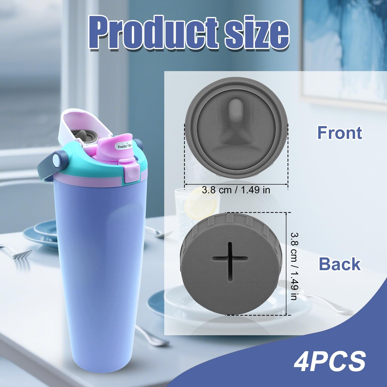4pcs Replacement Stopper Compatible with Owala FreeSip Sway 30oz l, Gray