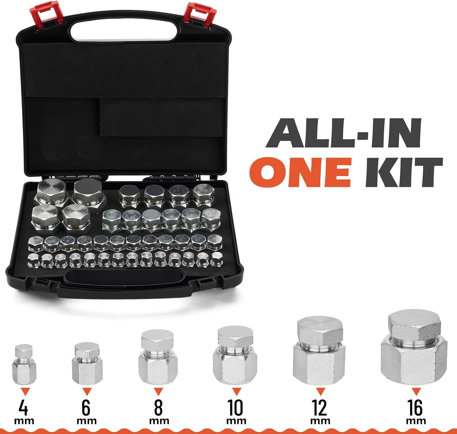 80pcs JIC 37° Flare Cap&Plug Hydraulic Hose Tube and Pipe Fitting kit Heavy Duty