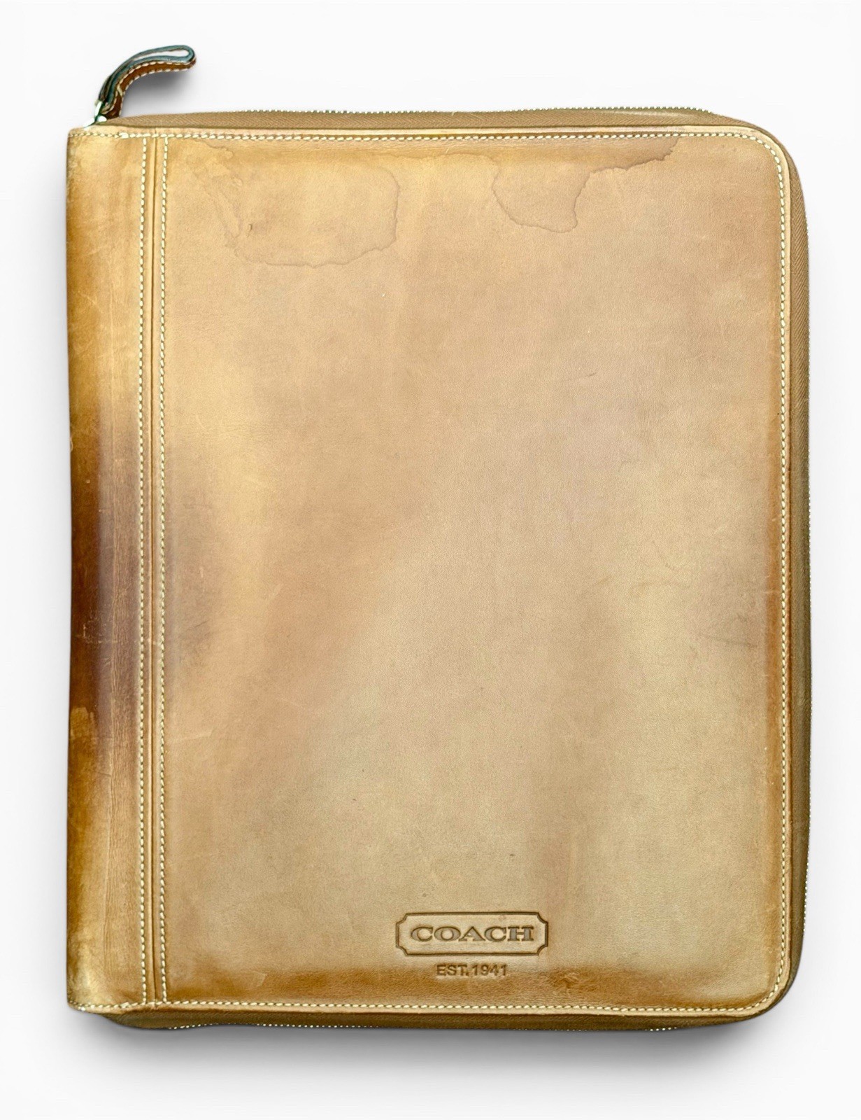 Vintage Coach Leather Bi-fold Zipped Business Portfolio Organizer 11x13in