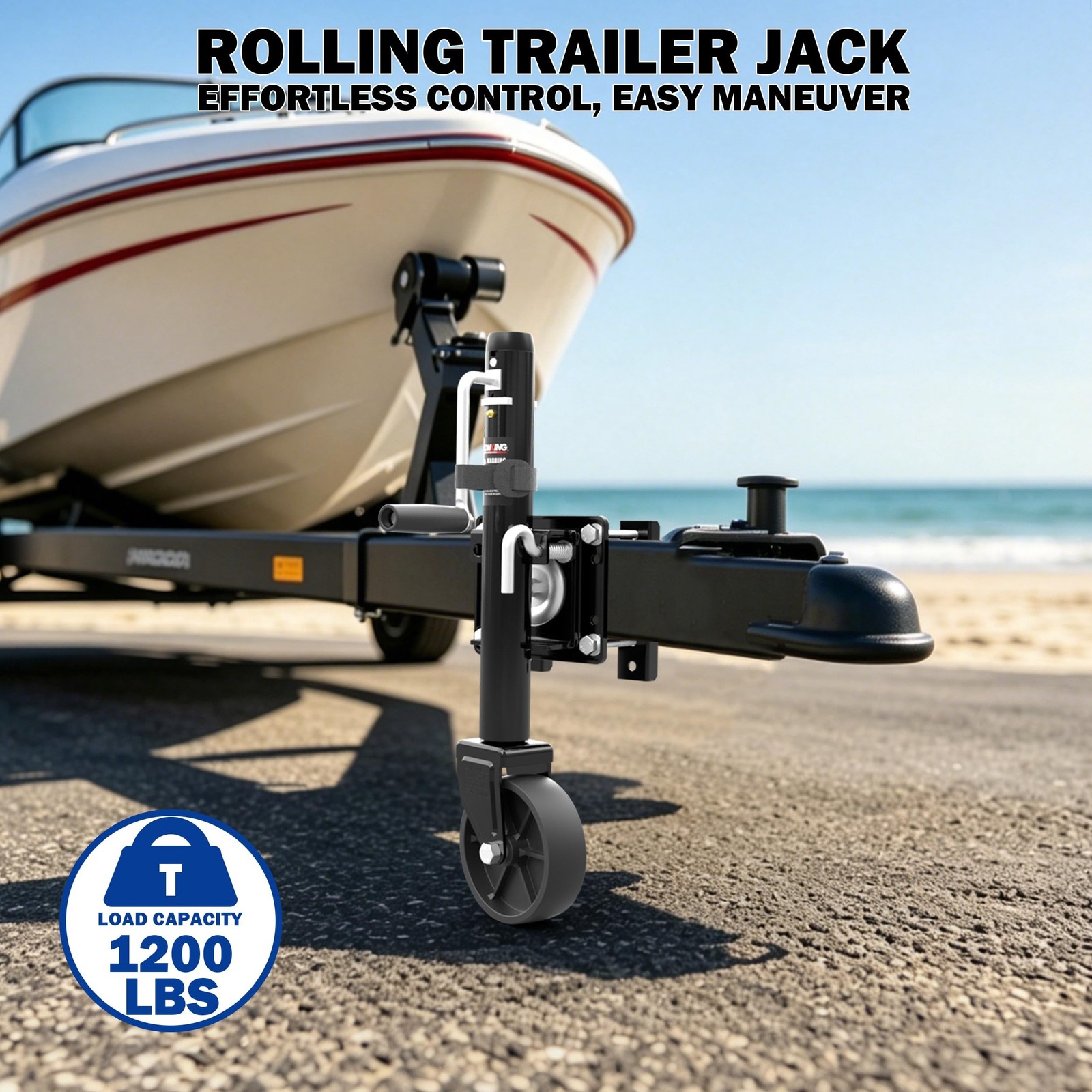 1200 lbs Trailer Jack with Wheel, 10″ Lift, Bolt On Tongue Jack for RV, Boat,…
