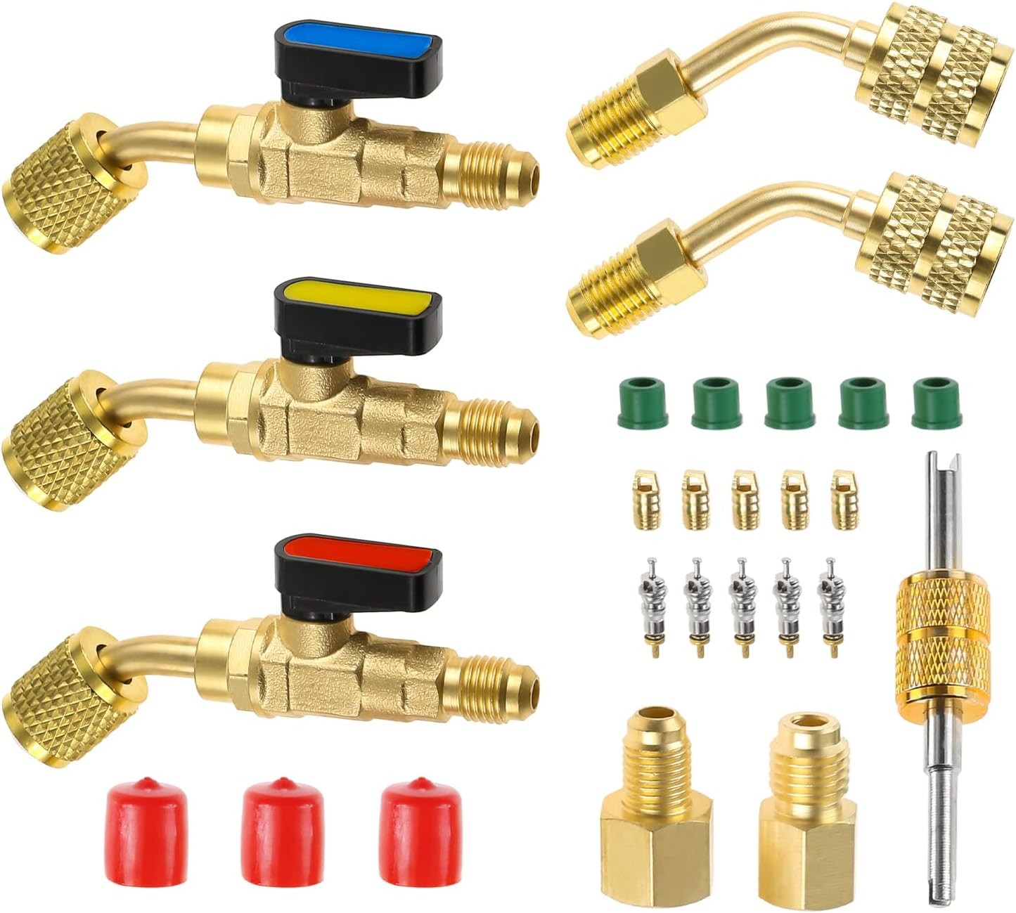 Air Conditioner Angled Ball Valve Adapter Kit for R410A R134A R12 R22 AC HVAC