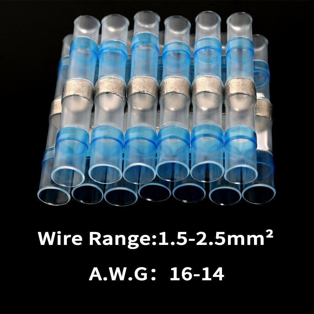 50-1000 Solder Seal Sleeve Heat Shrink Butt Wire Connectors Terminals Waterproof