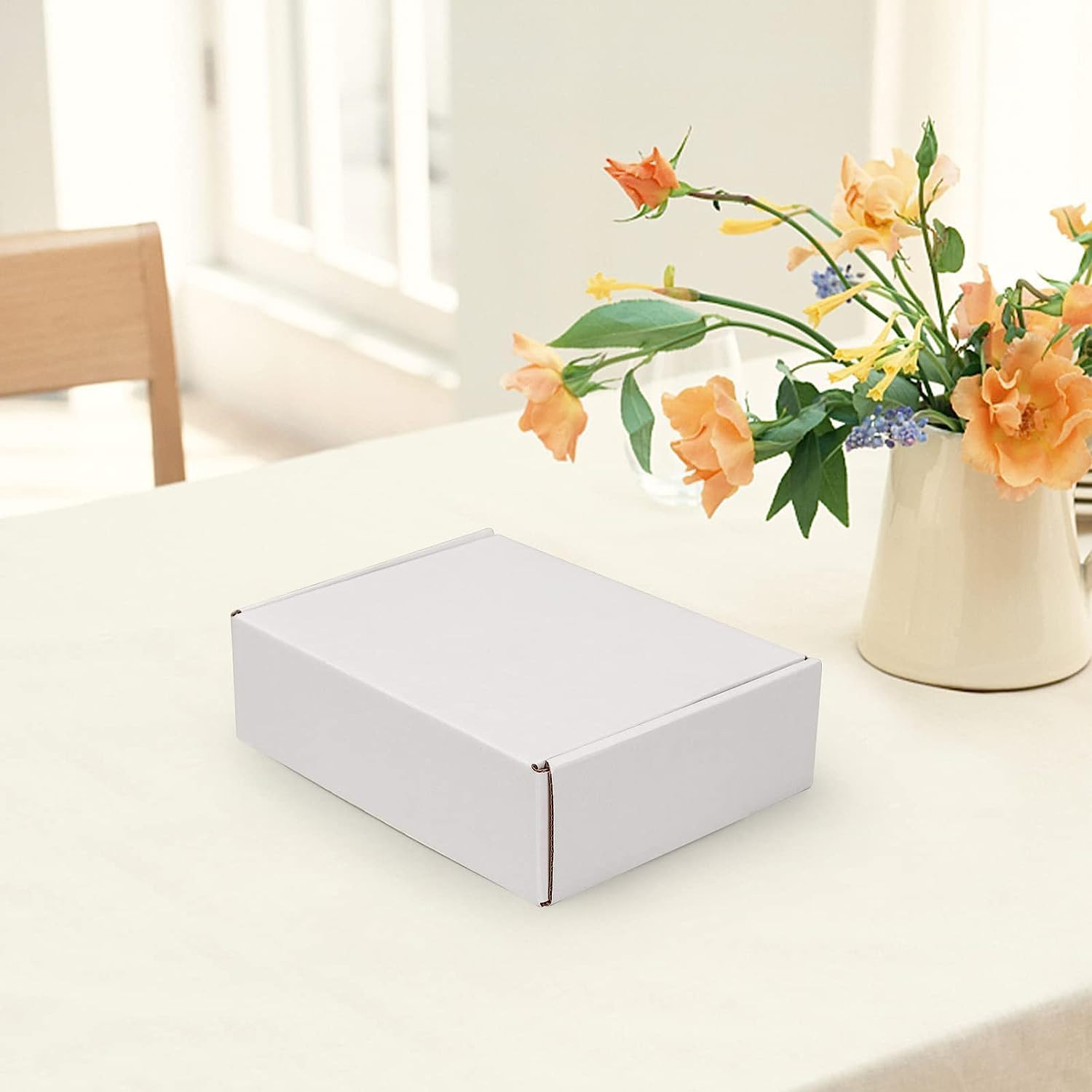 HORLIMER 7x5x2 Small Shipping Boxes Set of 50, White Corrugated Cardboard Box Li
