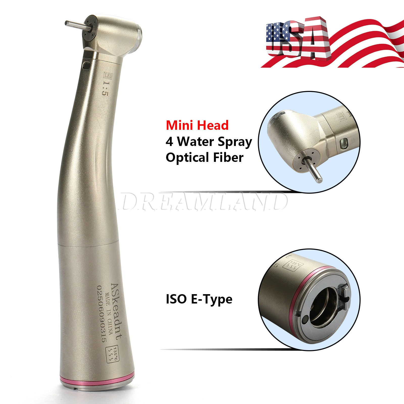 ASkeadnt Mini Head High Speed Attachment Contra Angle 1:5 Electric
