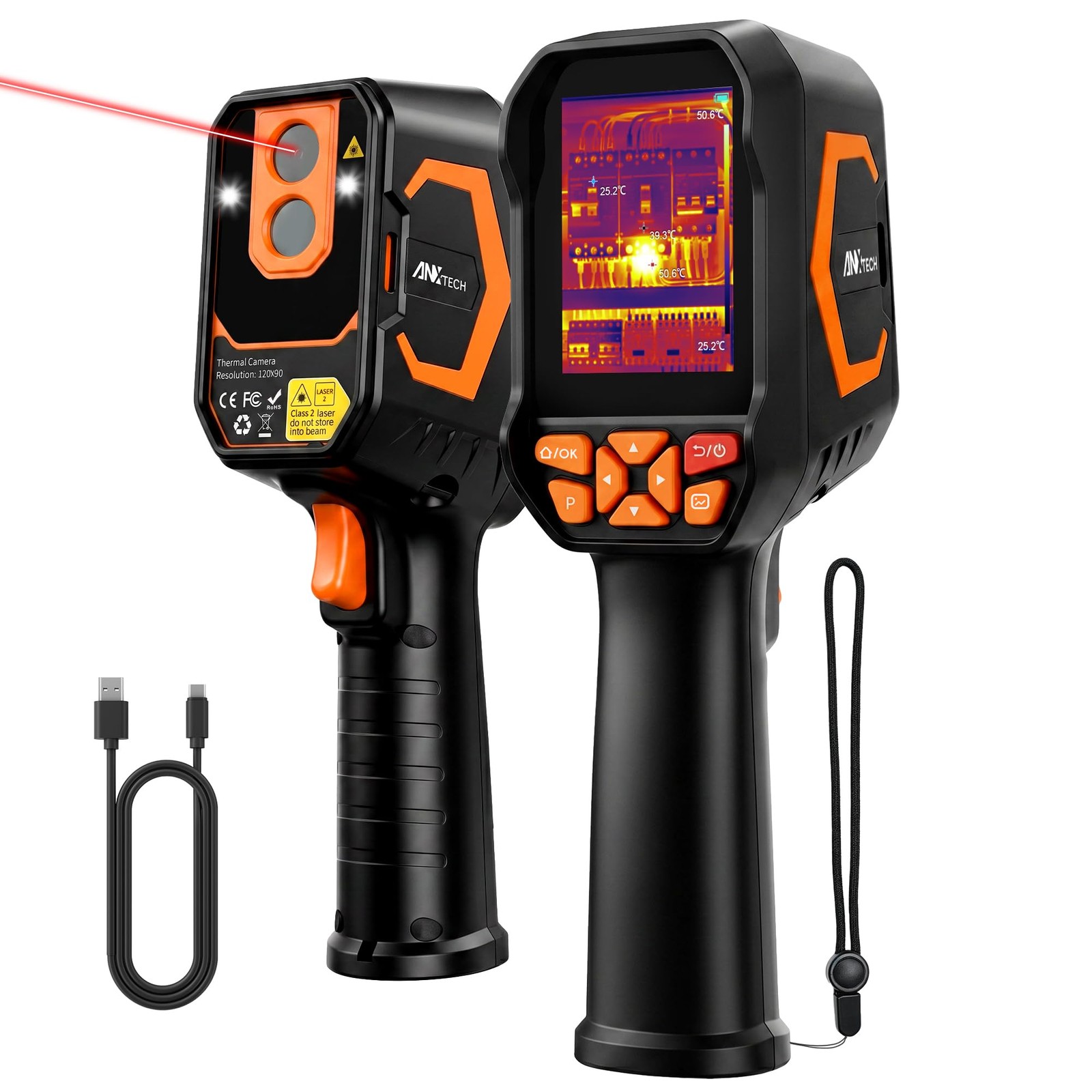 ANXTECH Handheld Thermal Camera 240×180 25Hz for Home 240×180, Orange