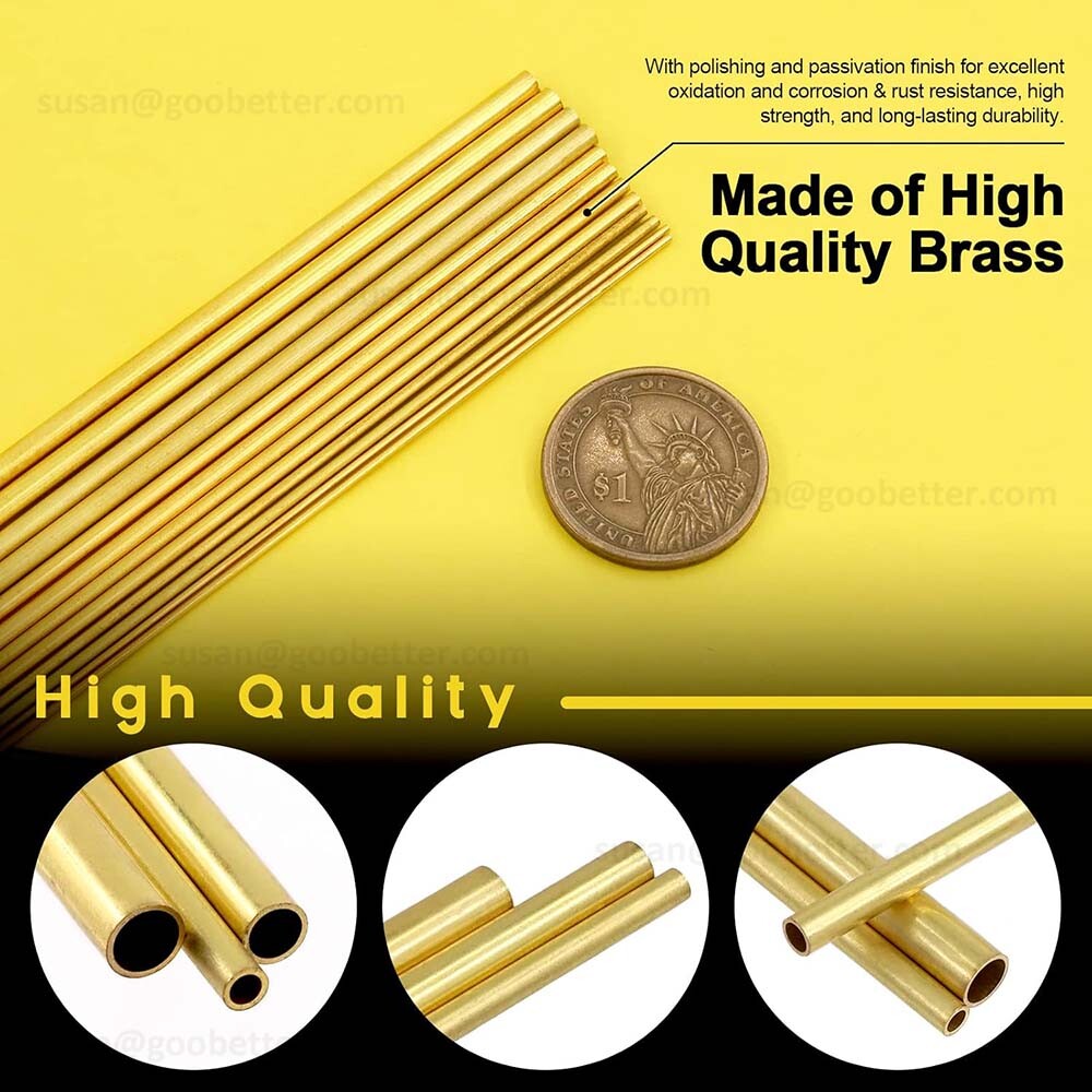 Brass Tube Round 2mm 3mm 4mm 5mm 6mm 7mm 8mm 10mm 12mm 14mm 15mm O.D. x 200mm