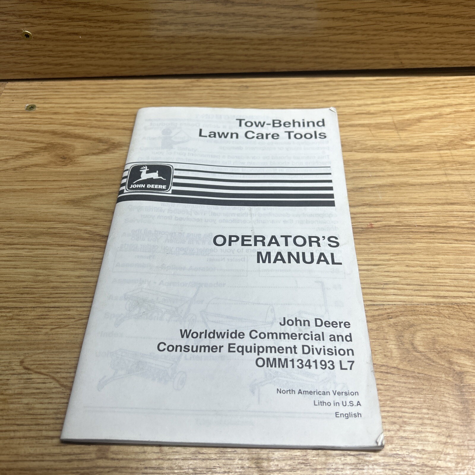 John Deere tow behind lawn care tools Operators Manual OMM134193