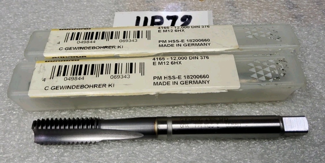 GUHRING M12 X 1.75 6HX 3-FLUTE STRAIGHT BOTTOM TAP, 2 PCS