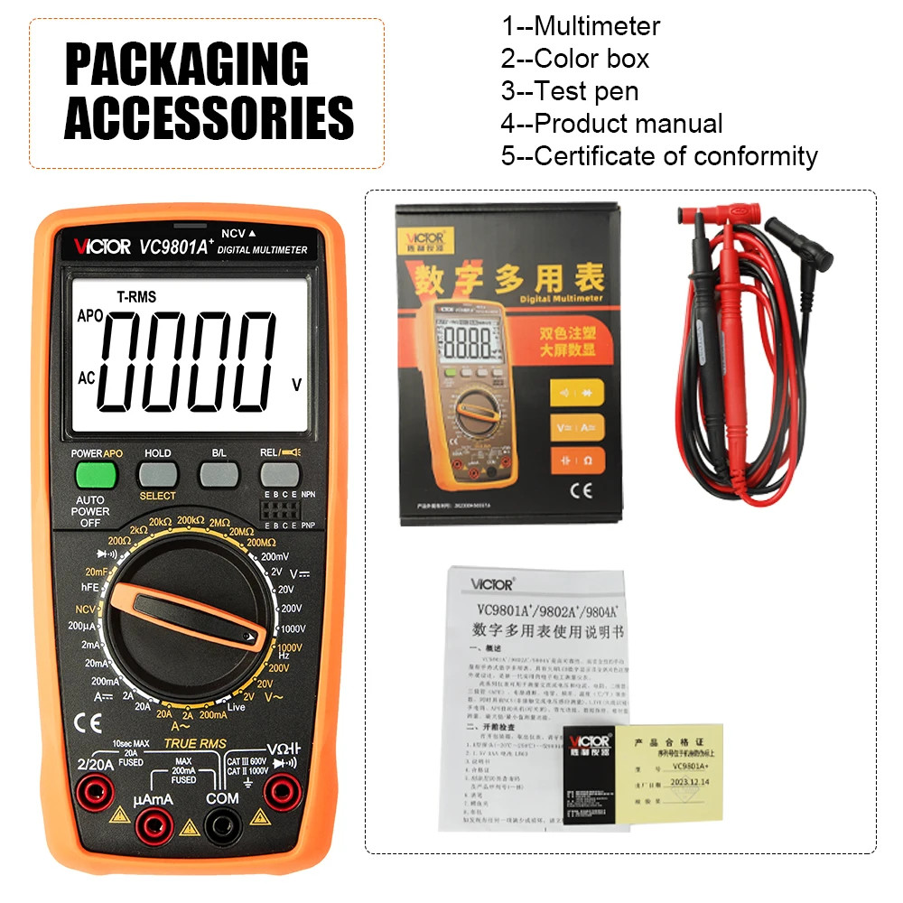 Digital Multimeter Voltage Tester Capacimeter Frequency Temperature Measuring