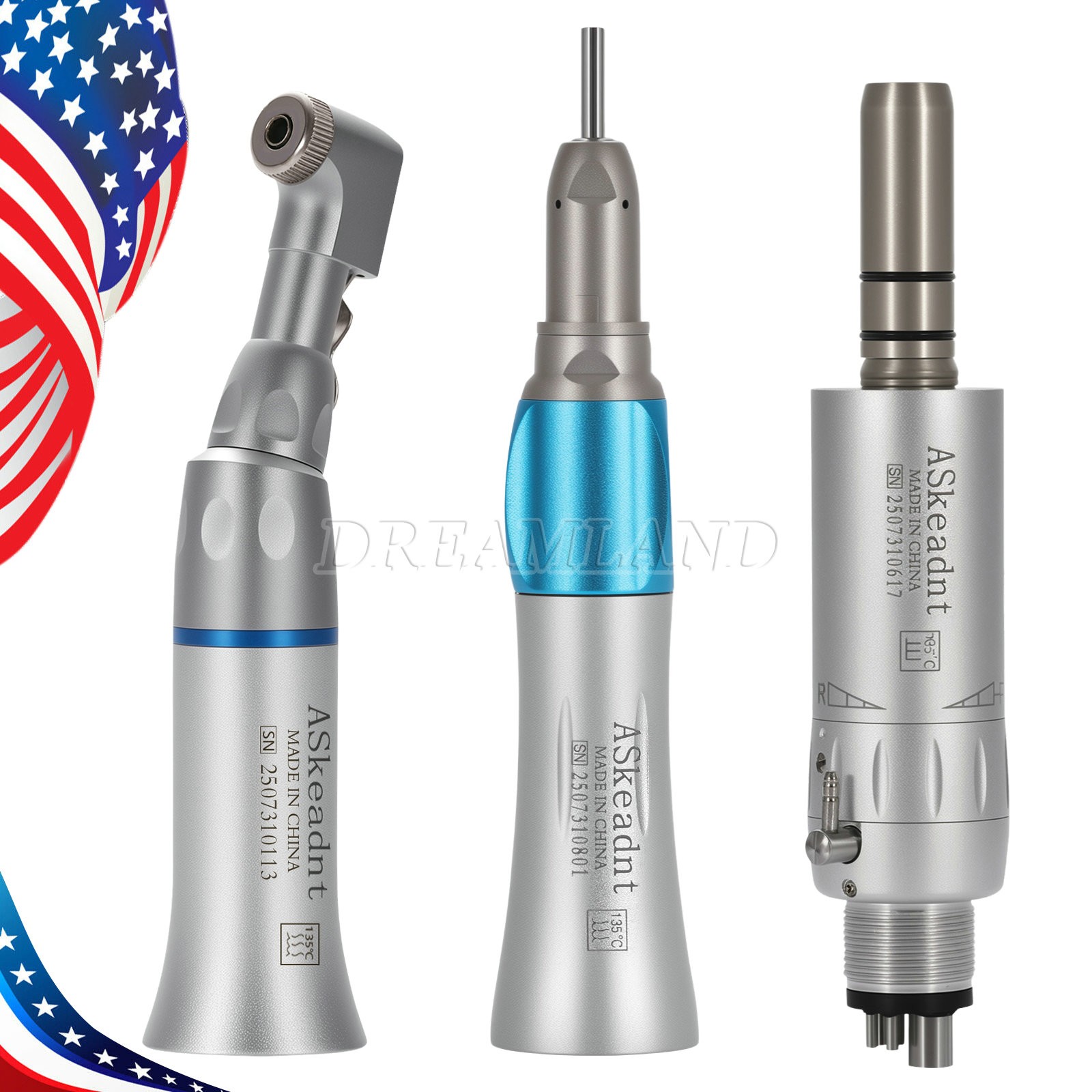 1-10 Dental Low Speed Handpiece Contra Angle Straight Air Motor Micromotor 2/4H