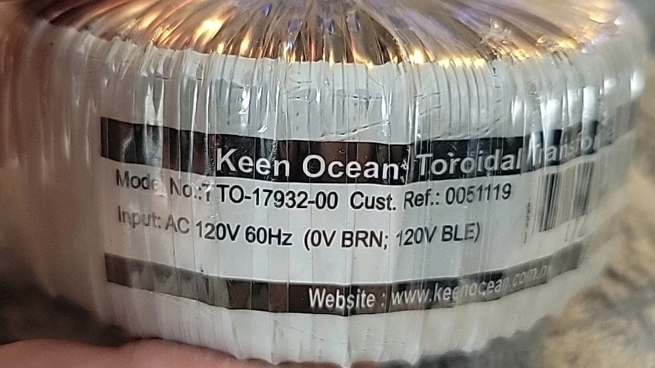 Keen Ocean TT0-17932-00 Toroidal Transformer AC 120V 60Hz