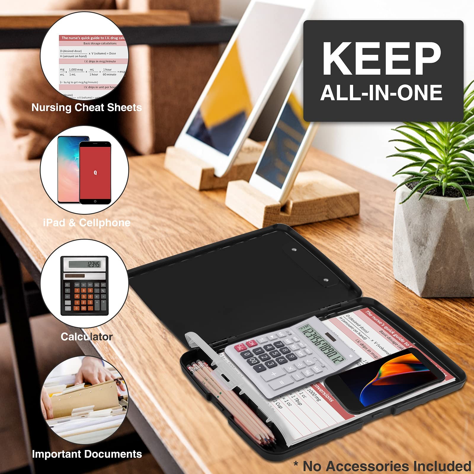 Sooez Clipboard with Storage, Clip Board 8.5 10″W x 1-1/4″D x 14-1/2″H, Black