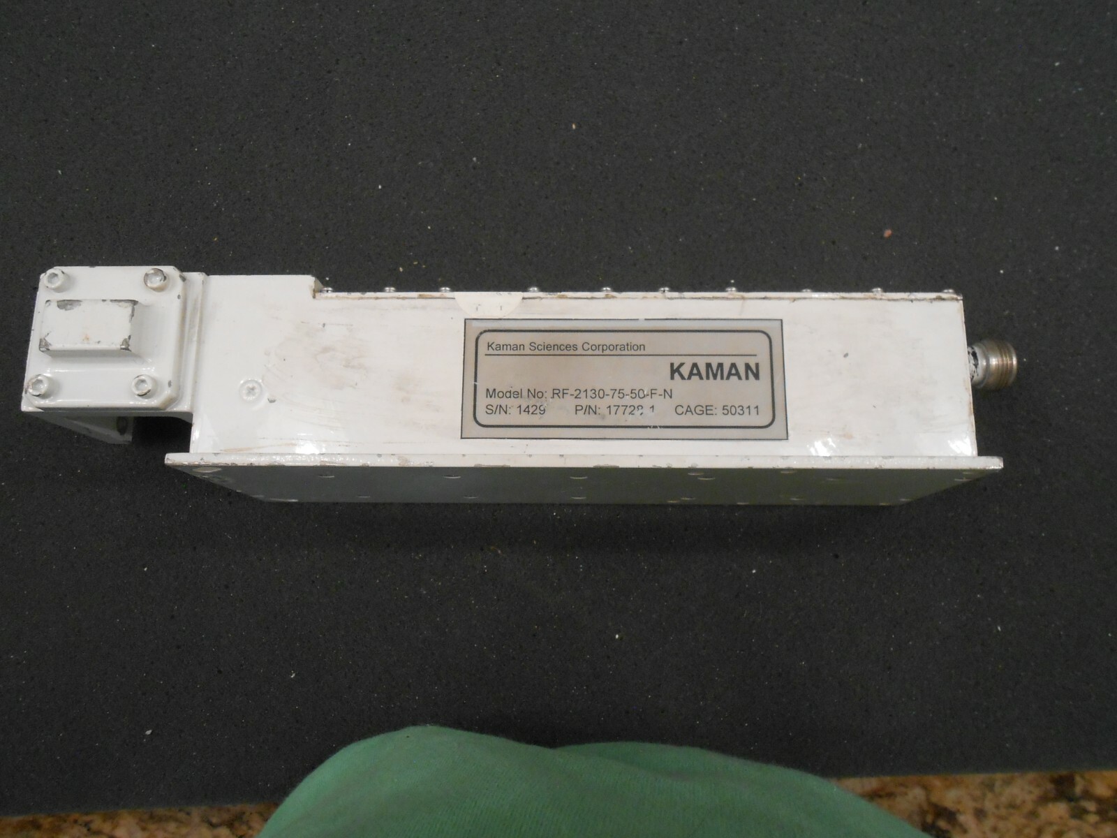 KU BAND LNA, LOCUS / KAMAN, MODEL RF-1230-75-50-F-N. P/N 17728-1. CAGE 50311.