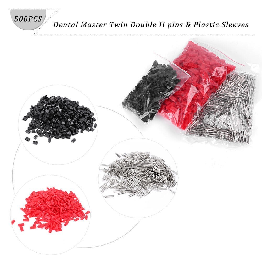 Dental Master Twin Double II Pins & Plastic Sleeves Dental Lab 500 Sets