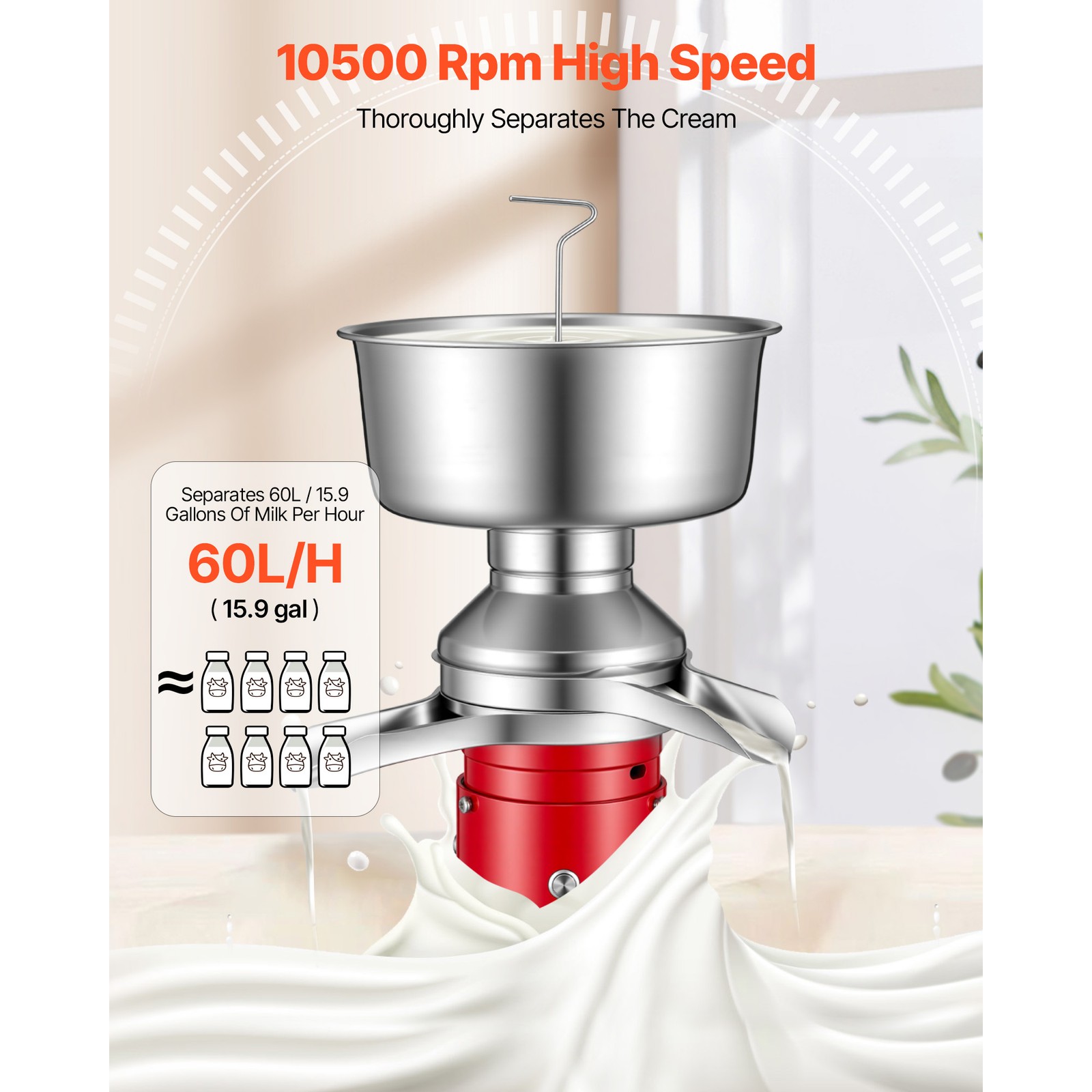 Uimoso Electric Milk and Cream Separator with 60L/H Capacity