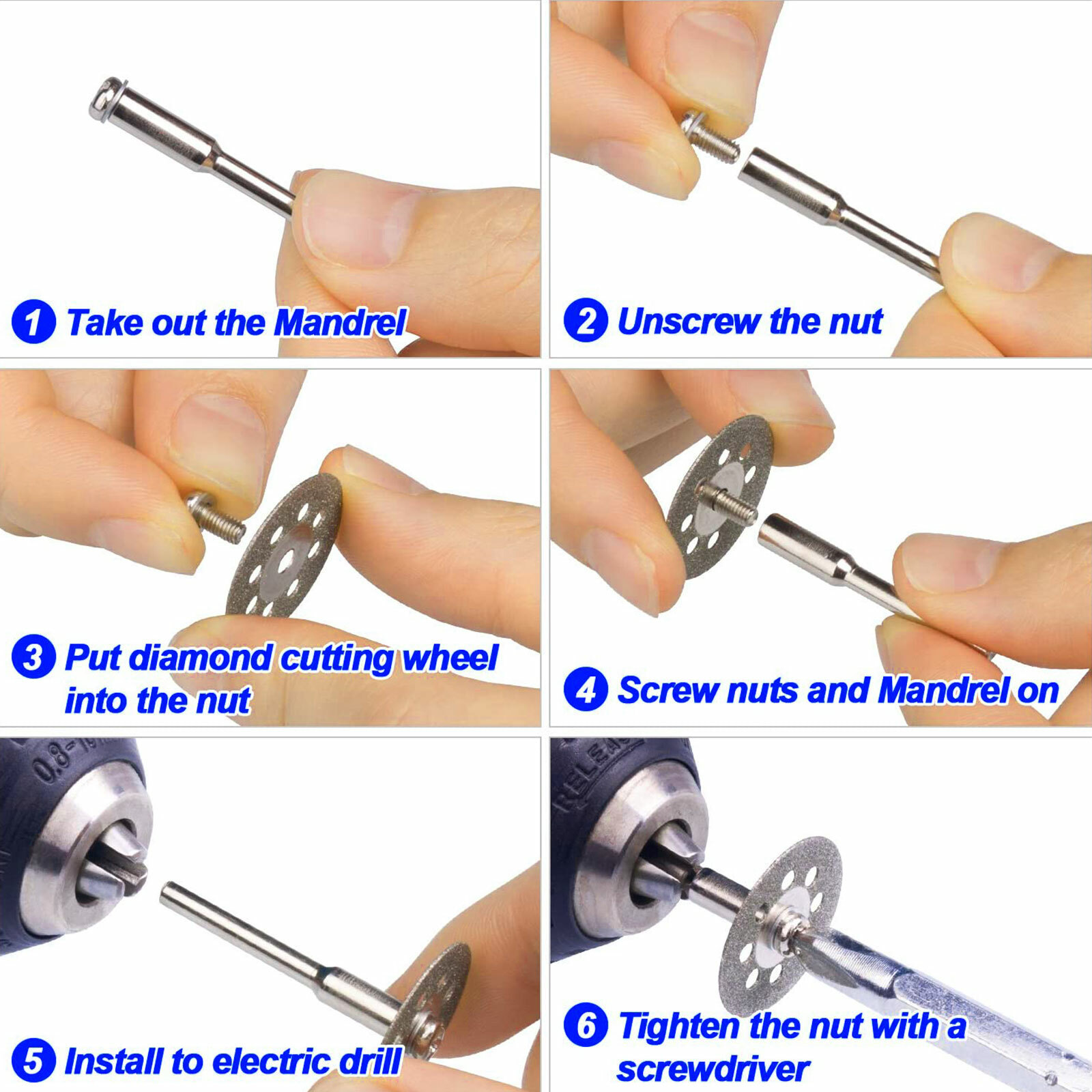 50Pcs Cutting Wheel Set Mini Drill for Dremel Rotary Tool Accessories w/ Mandrel