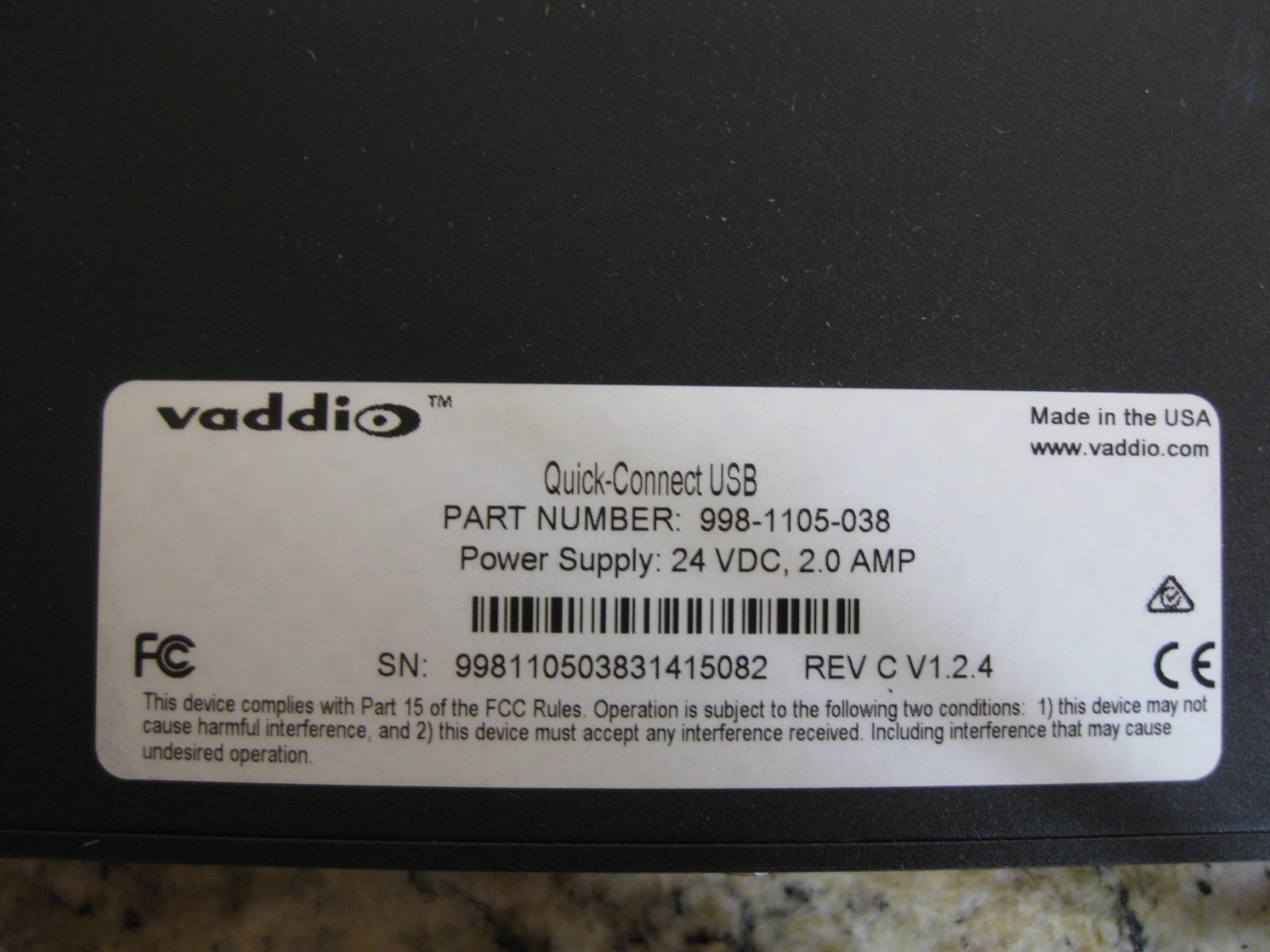 Vaddio 998-1105-038 Quick-Connect USB RoboSHOT PTZ Camera Video Interface