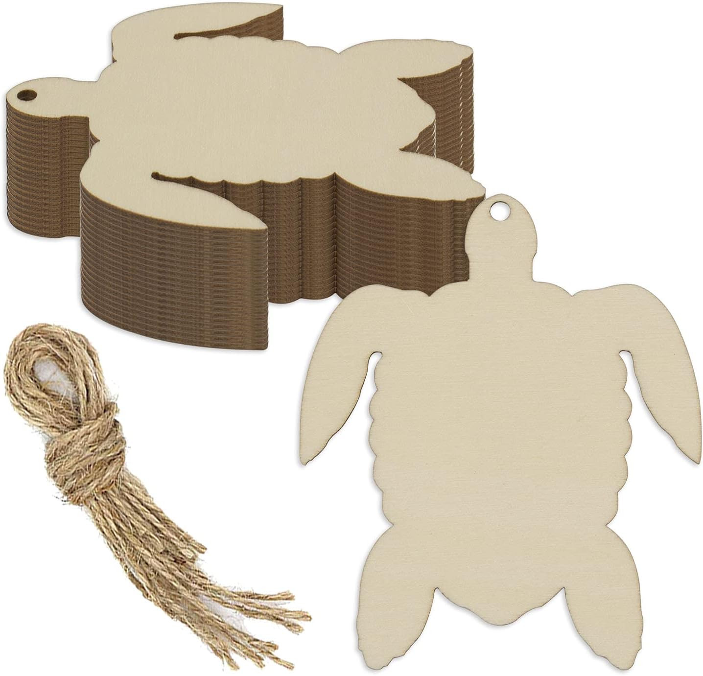 20Pcs Sea Turtle Shape Unfinished Wood Cutouts DIY Crafts Blank Hanging Wooden T