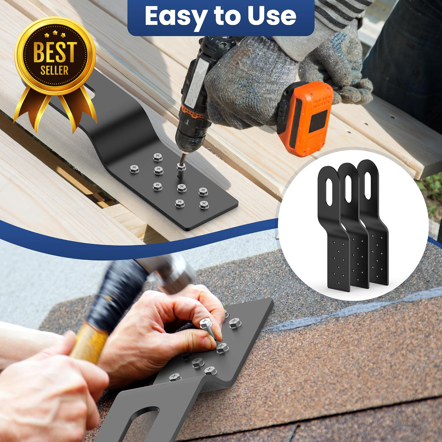 10 Pack Permanent Roof Safety Anchors Fall Protection Metal Wood Roof Black