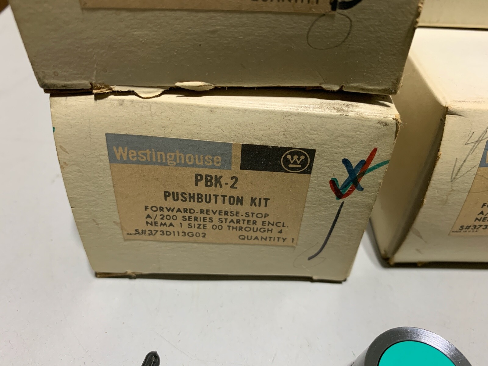 One (1) Genuine Westinghouse PBK-2 Pushbutton Kit Forward Reverse Stop, NOS