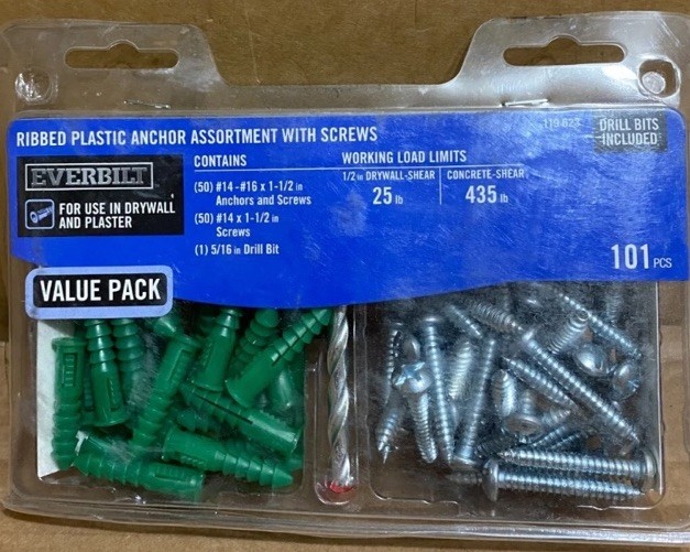 Everbilt 424-911 Multi-Surface Wall Anchor Kit #14-#16 w/ Screws Bit 101-Pc NOS