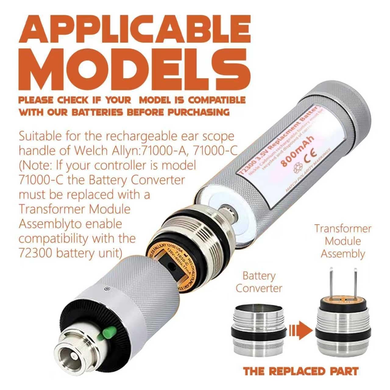 3.5V 800mAh Ni-Cd Battery for Otoscope | 20% Longer Runtime, UL CE RoHS, Leak-Pr