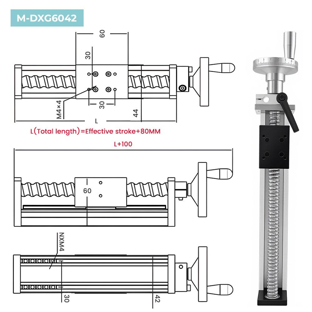 DIY CNC XYZ Axis Manual Linear Rail Stage Slide Table Handwheel for Mill/Router
