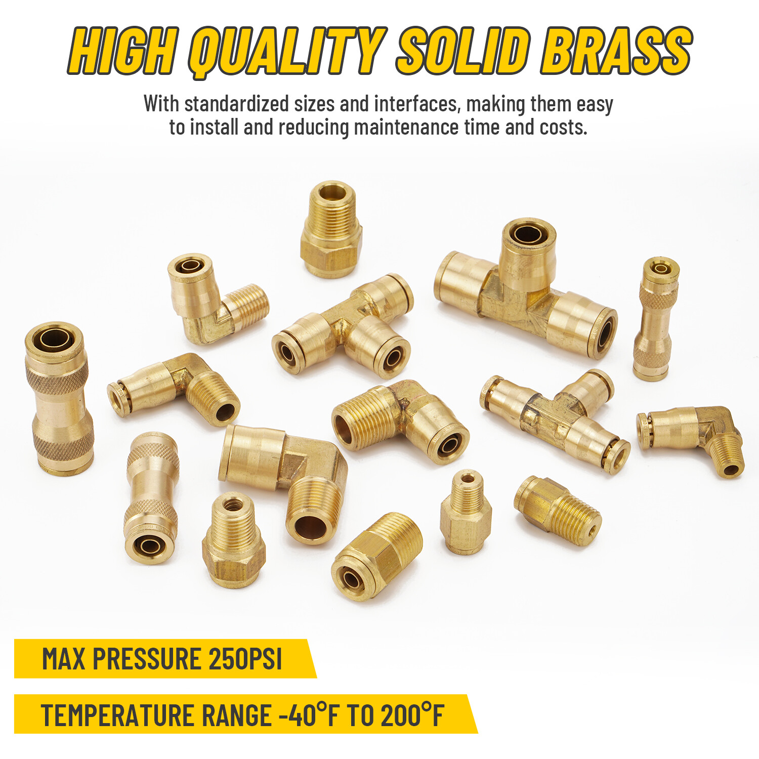 33 DOT Air Brake Line Fittings 1/4″ 3/8″ 1/2″ Push to Connect Fitting Assortment