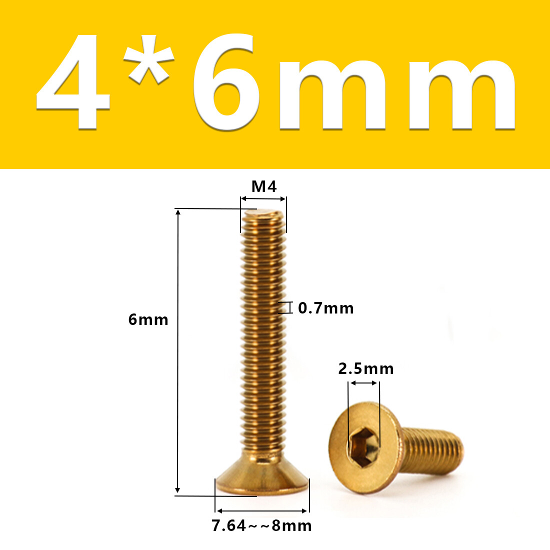 M4 M5 M6 M8 Ti Plating Gold Flat/Countersunk Head Socket Cap Screw Allen Bolts