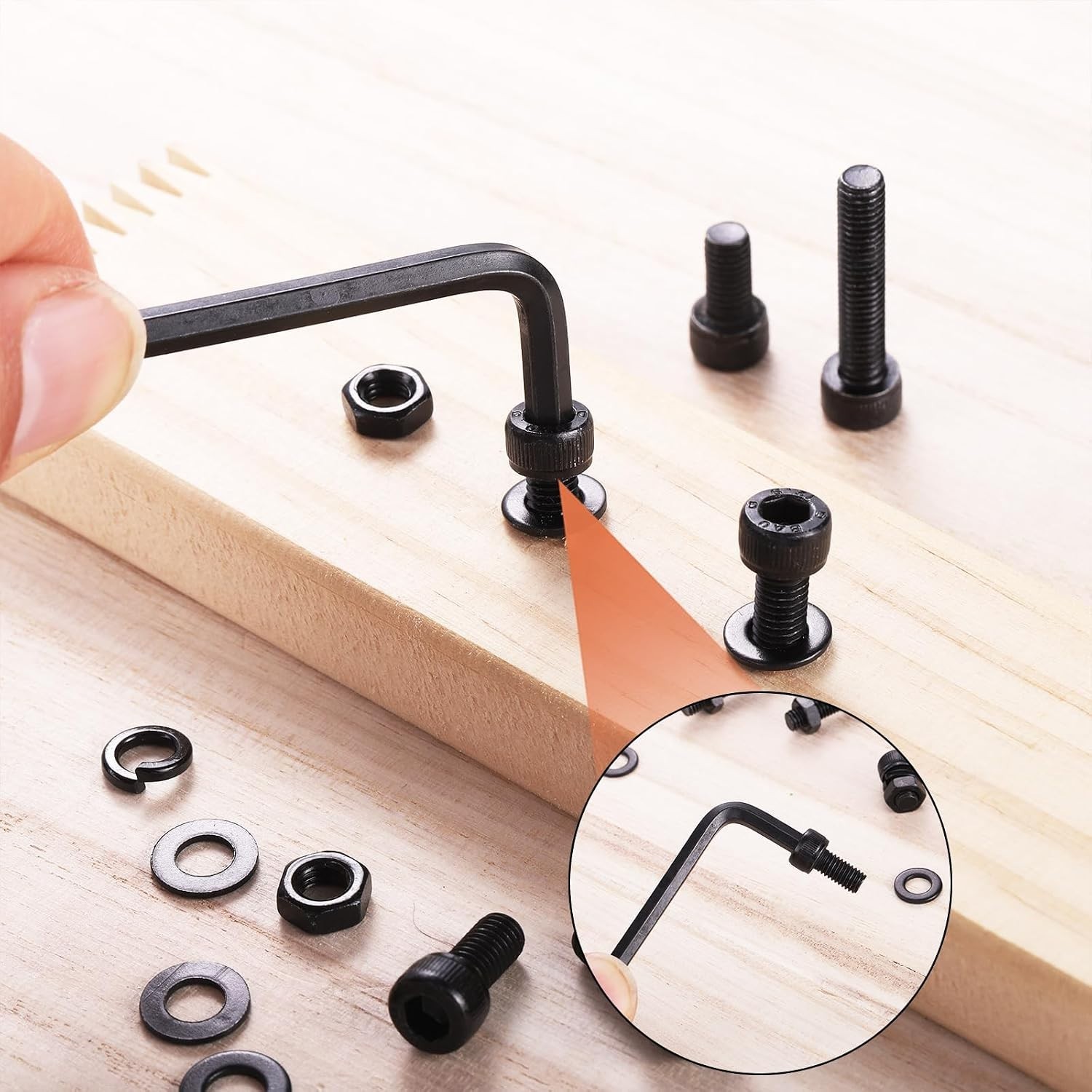 Complete 172-Pcs M6 Bolts Assortment: Black Zinc Plated Steel for Durability