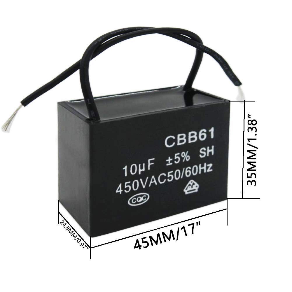 2Pcs 450V AC 50/60Hz Run Capacitor 2-Wire Metallized Polypropylene Film Capac…