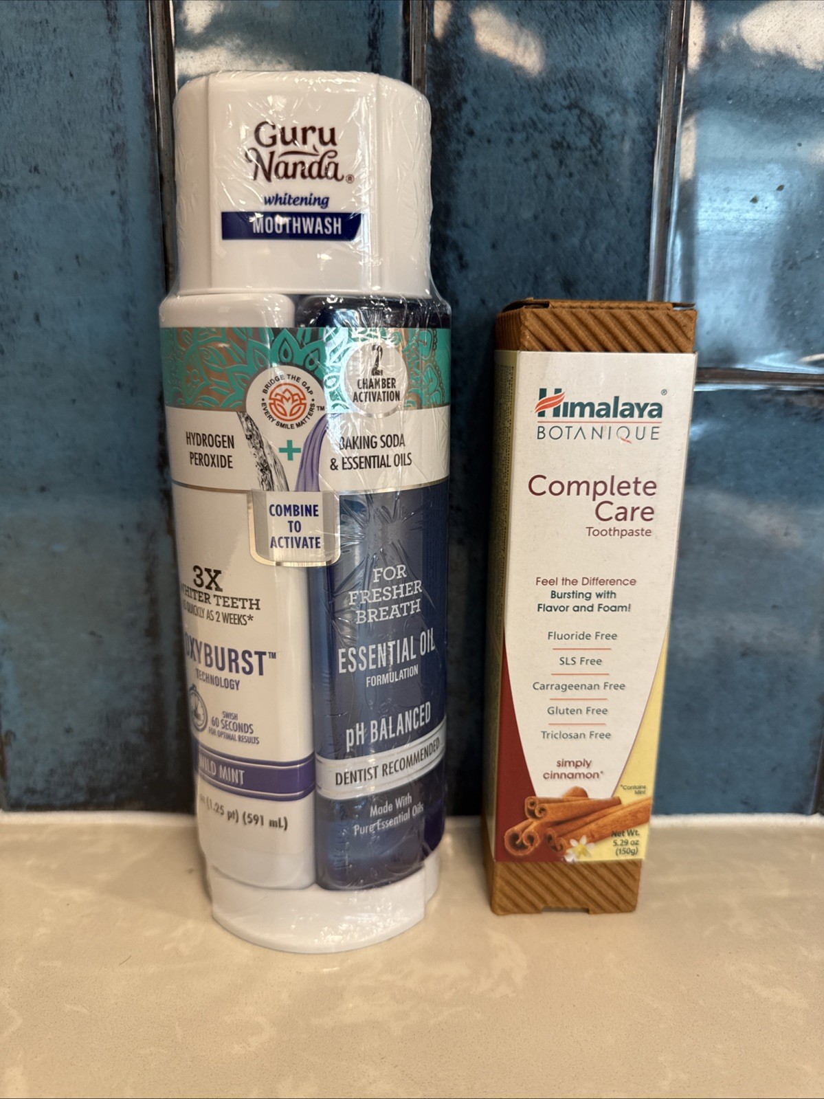 GuruNanda Dual Barrel Oxyburst Whitening Mouthwash Mint 20 oz 🎁 FREE Toothpaste