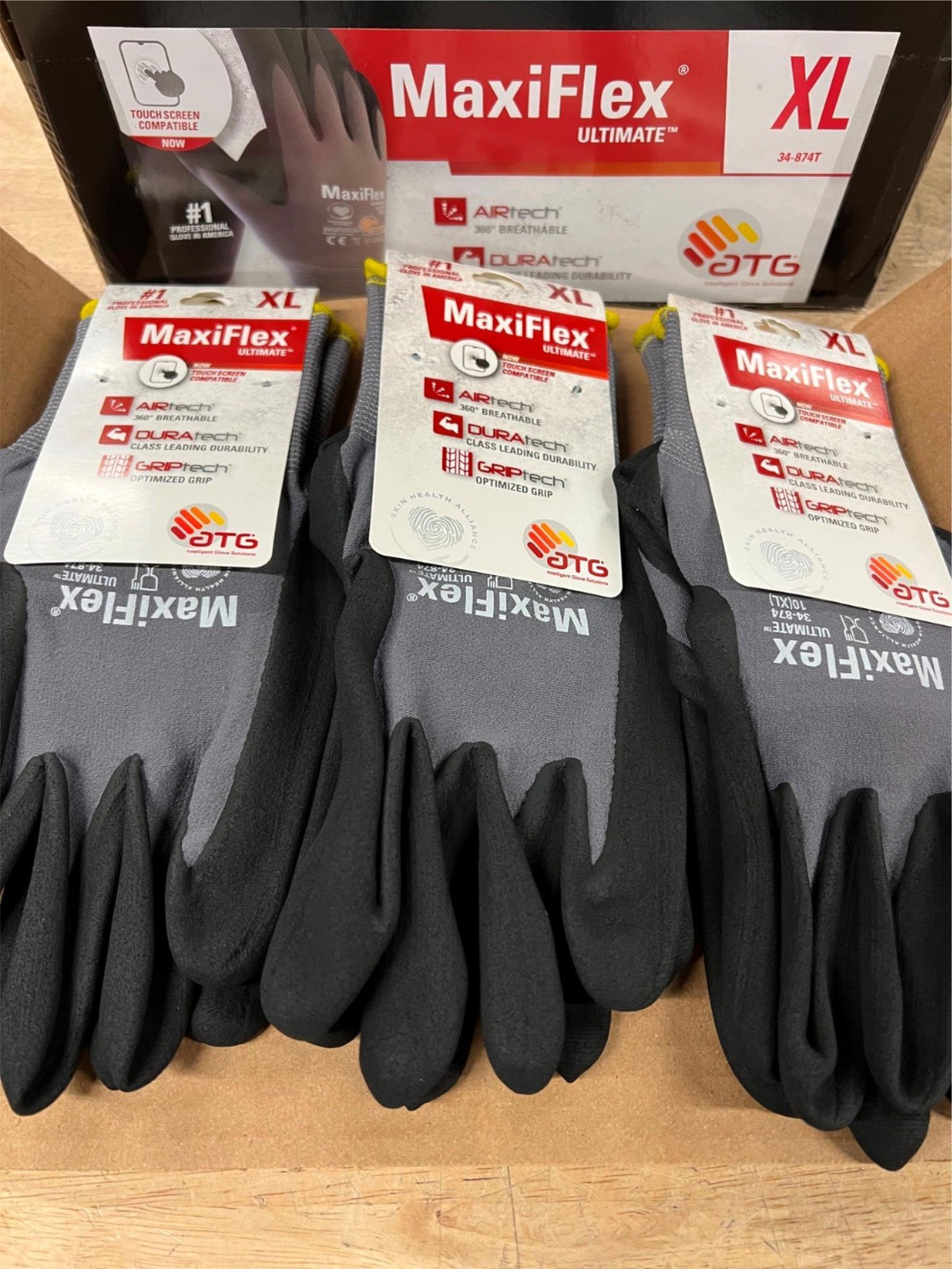 MaxiFlex ATG 34-874 Ultimate Work Gloves, Large, 3-72 Pairs