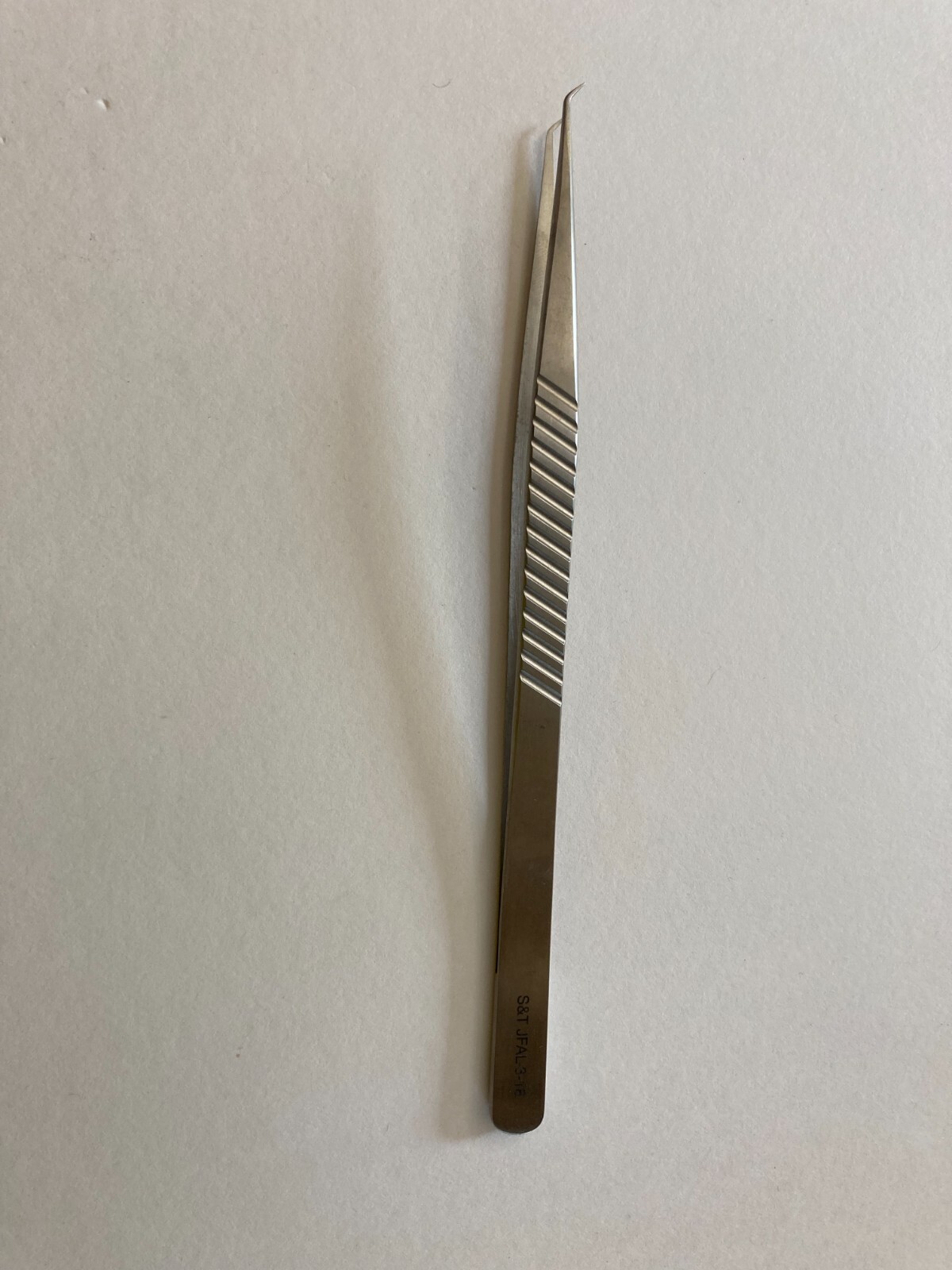 S&T Flat Handle Straight Tip Micro Forceps Stainless Steel Instrument JFAL-3-18